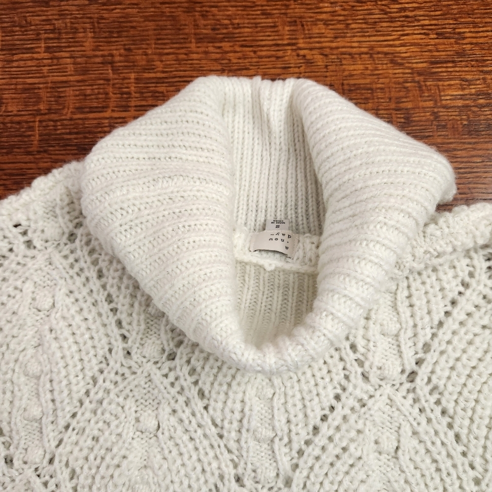 A New Day white Turtle Neck open knit sweater size small - Picture 11 of 16